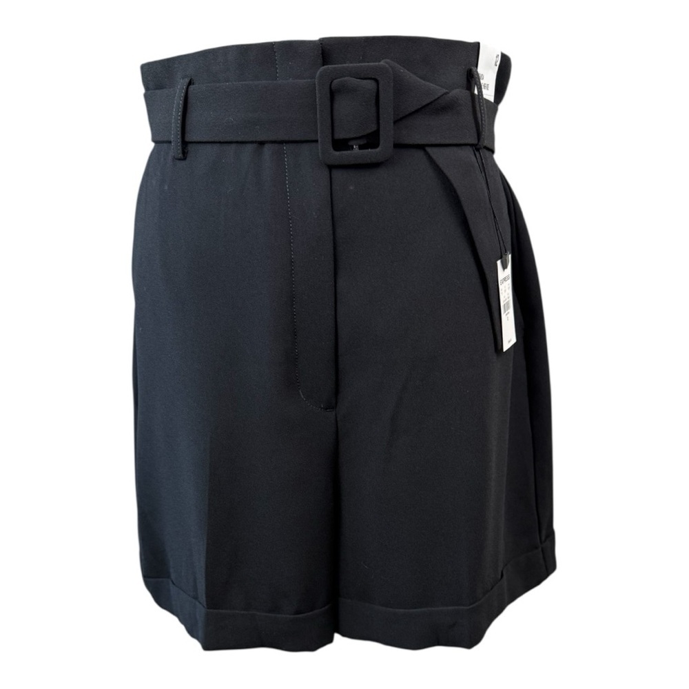 Express Women's Bermuda Black Dress Belted‎ Shorts size 12 NWT